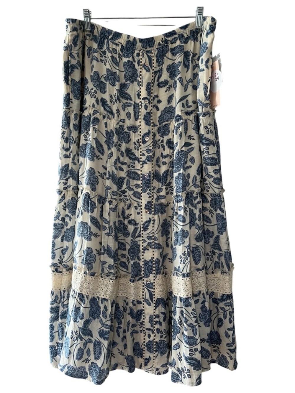 Nanette Lepore Blue Floral Tiered Maxi Dress on Cream NWT